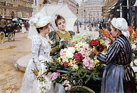 La marchande de fleurs, Avenue de L'Opera - 1891 - Louis Marie de Schryver La marchande de fleurs, Avenue de L'Opera - 1891 - Louis Marie de Schryver