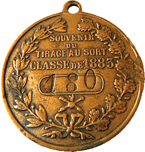 Souvenir du tirage au sort. Classe de 1883