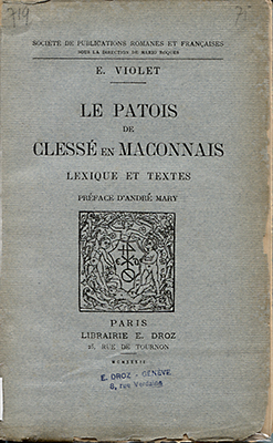 Le patois de Clessé en Maconnais Le patois de Clessé en Maconnais