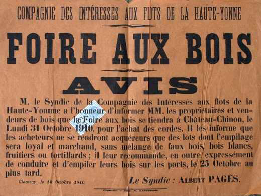 Affiche de la foire aux bois de 1910